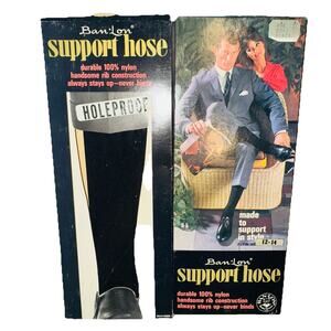 2 Vintage Men’s Support Hose Dress Socks Hosiery Black Size 12 13 14 Hole proof